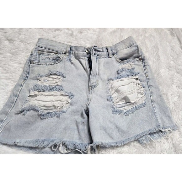 American Eagle Distressed Cotton High-Rise Mom Shorts Size 4 - Picture 1 of 11
